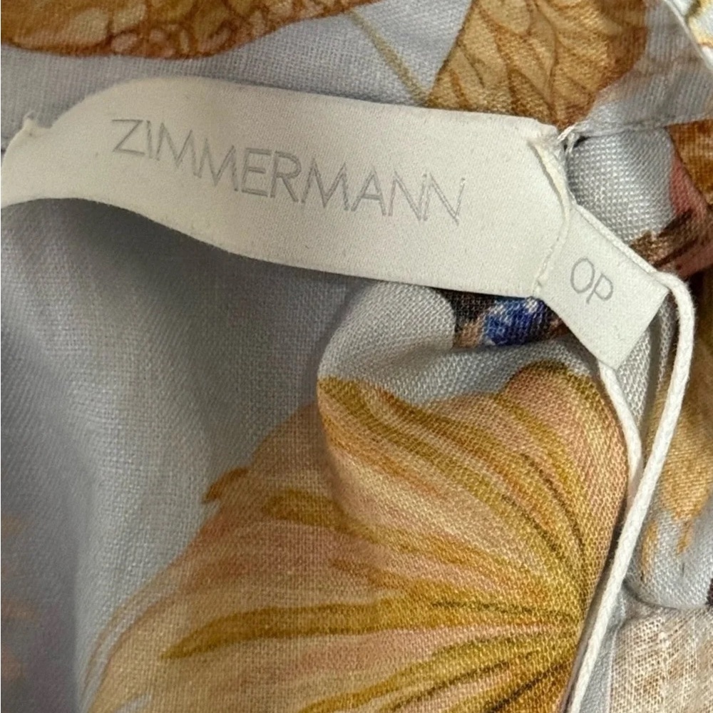 Zimmermann Halliday Plunge Midi Cream Floral Midi Dress - Picture 6 of 7